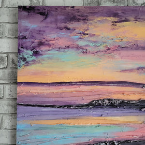 Last Summer Sunset | 36 x 36 | Ocean abstract California art work for sale