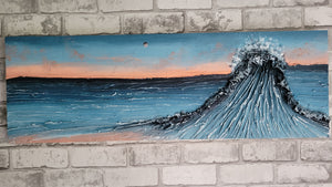 Healing Ocean | 12 x 36 | Ocean wave abstract texture artwork for sale