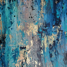 Load image into Gallery viewer, Subdue | 36 x 36 | Blue Gold leaf Acrylic Abstract Interior Artwork for sale
