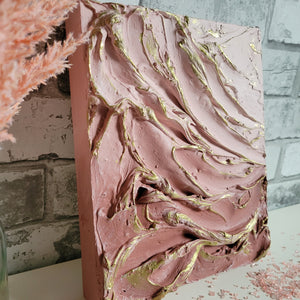 Golden Dusty Rose | 8" x 10" | 3D texture fine artwork for sale