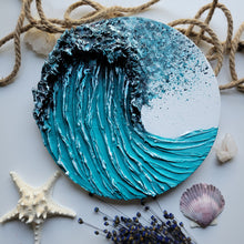 Load image into Gallery viewer, Ride the wave | 12&quot; round | surf wave artwork for sale

