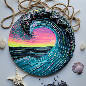 Vibrant Breeze | 16" Round canvas | Ocean 3D artwork for sale
