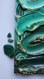 Malachite Goddess | 12 x 24 | 3D acrylic abstract artwork for sale