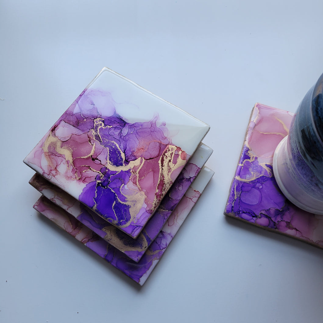 Alcohol ink coaster | Christmas gifts for her
