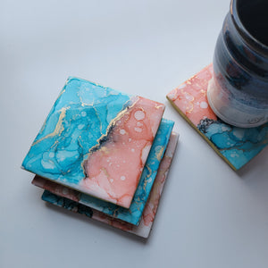 Alcohol ink coaster set | Christmas Gifts for him