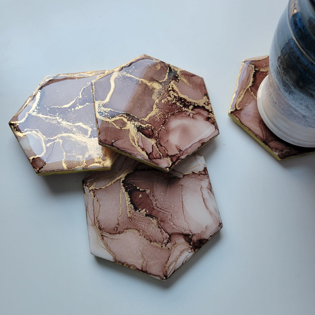 alcohol ink coaster set