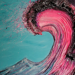 Nostalgic Pink Wave | 24 " x 24 " | Pink wave 2d artwork