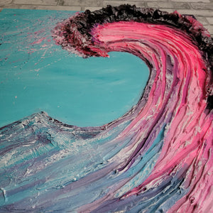 Nostalgic Pink Wave | 24 " x 24 " | Pink wave 2d artwork