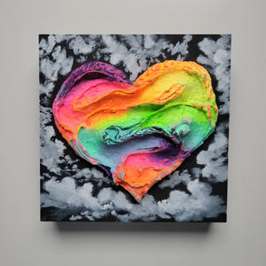 Rainbow Love in the clouds | 8 x 8 | Heart artwork