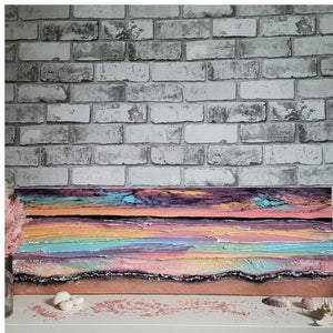 Rainbow Serenade | 12" x 36" | Ocean sunset abstract art gallery