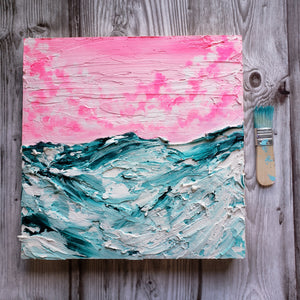 Cotton Candy Skies | 12x12| Cloudscape| Ocean Art for sale
