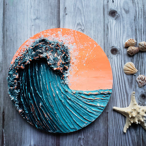 Orange Fanta | 12" round | Abstract Ocean Wave art for sale