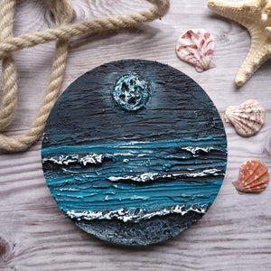 Serene | 6 " Round | Moon Ocean art