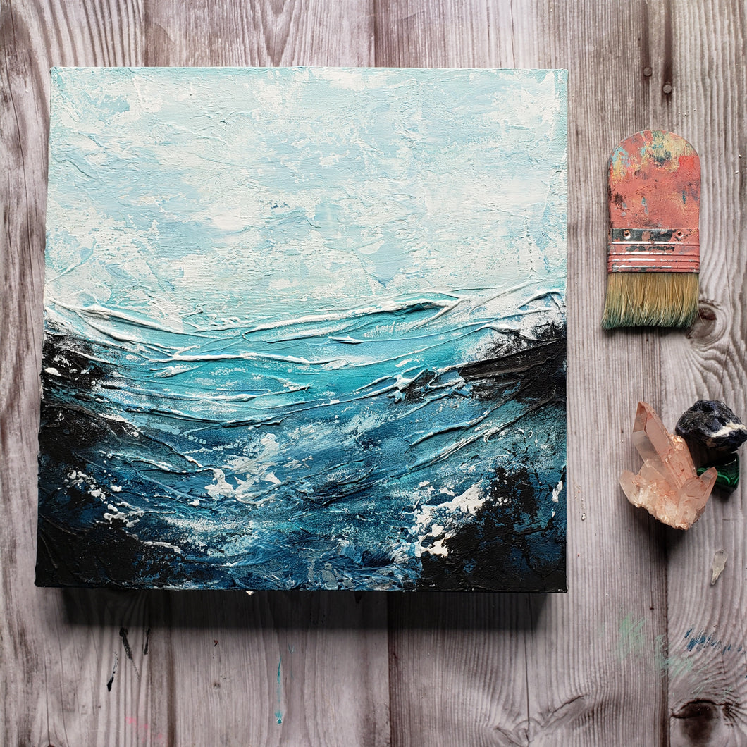 Surrender | 12 x 12 | Acrylic Ocean texture Abstract art for sale